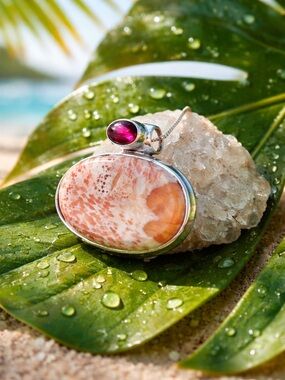 Orange Scolecite & Garnet Necklace